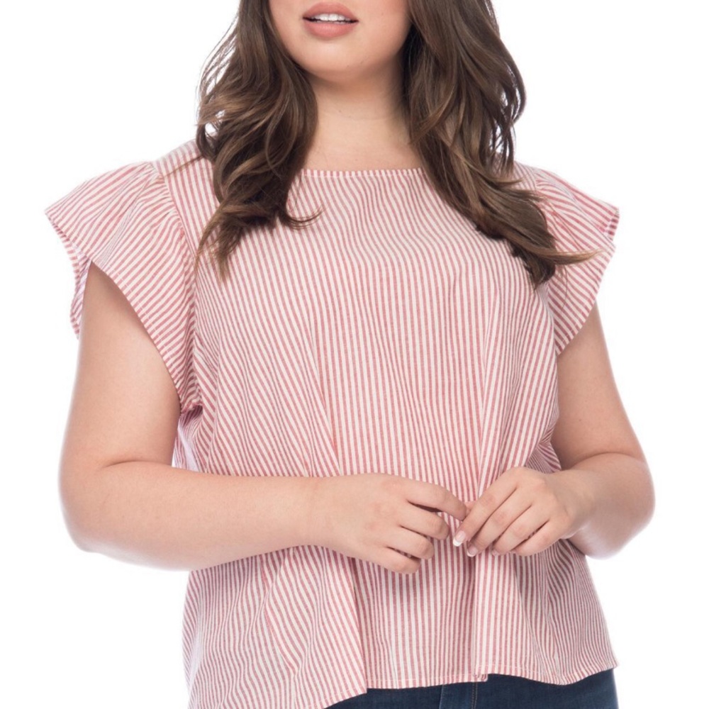Bobeau Candy Striped Blouse